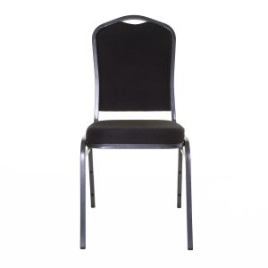 Mogo Crown Banqueting Chair – Black Vinyl - Silver Black Steel Frame