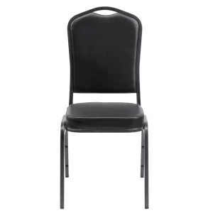 Mogo Crown Banqueting Chair – Black Vinyl - Silver Black Steel Frame