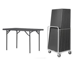 Mogo Zown Plastic Folding Table Bundle - 10 Tables & Upright Trolley - <span class="proheadsmll">(4ft x 2ft 6in)</span>